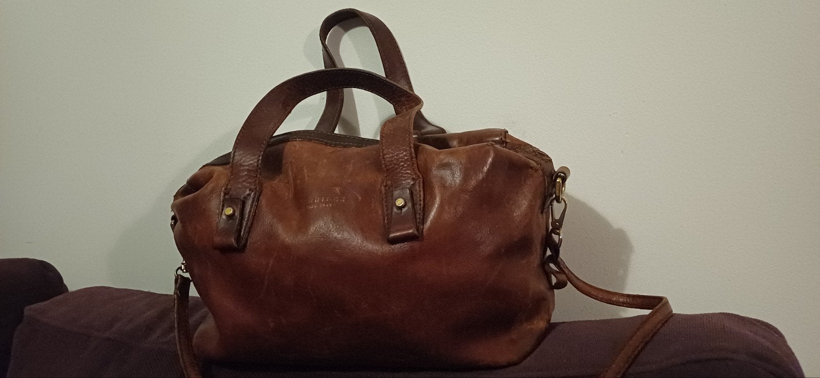 The Bridge prachtige ledere tas, Sieraden, Tassen en Uiterlijk, 30 cm of meer, Gebruikt, Bruin, Minder dan 35 cm
