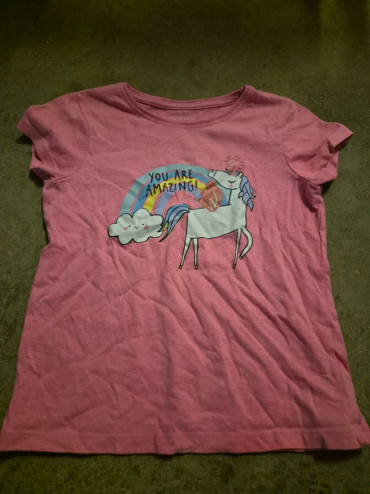 Roze T-shirt met Eenhoorn print - Primark 6-7 jaar, Gebruikt, Meisje, Ophalen of Verzenden, Shirt of Longsleeve