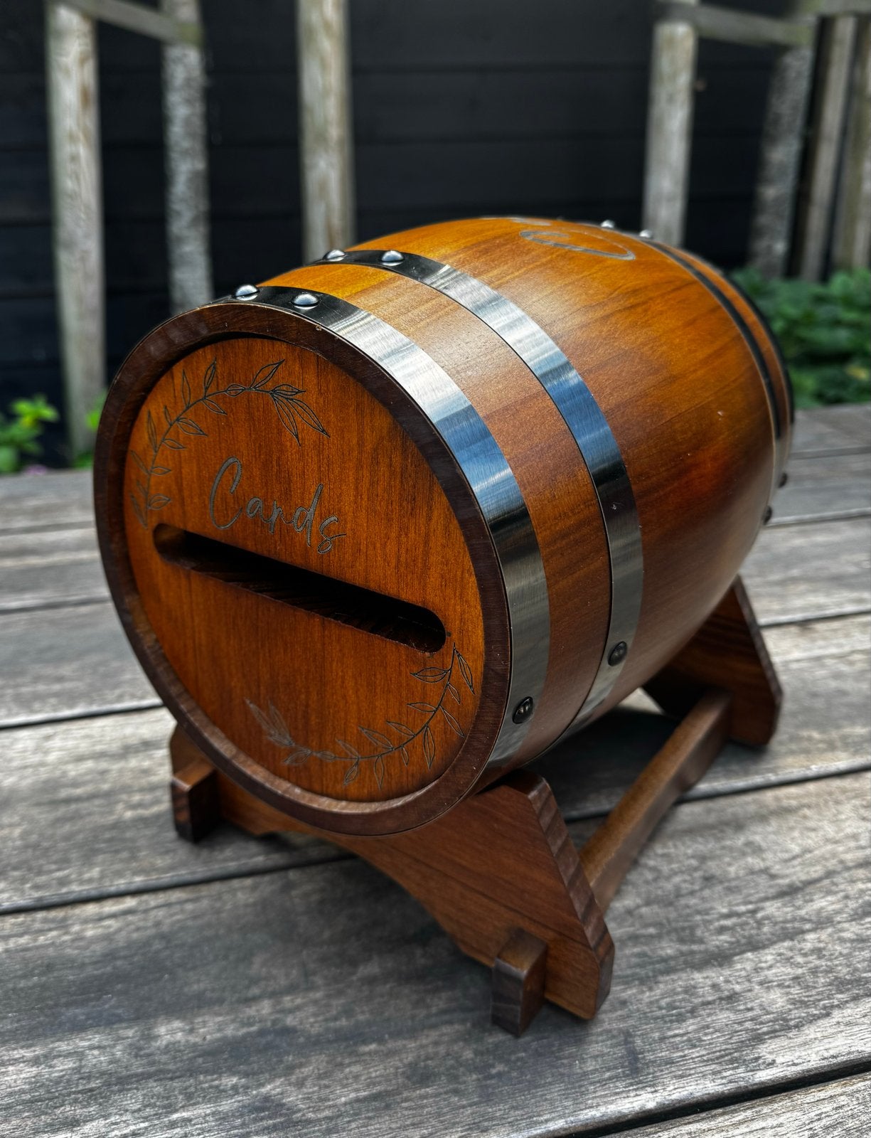 Houten vat kaartenbox voor bruiloft of evenement, Ophalen, Zo goed als nieuw, Versiering, Geboorte of Huwelijk