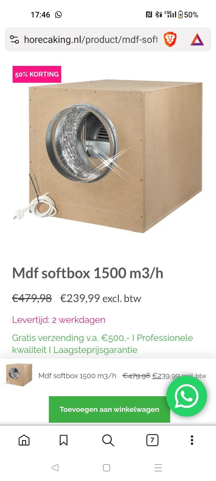 MDF Softbox Afzuiger/Ventilator 1500 en 2500 €100!!!!, Ophalen, Afzuiger