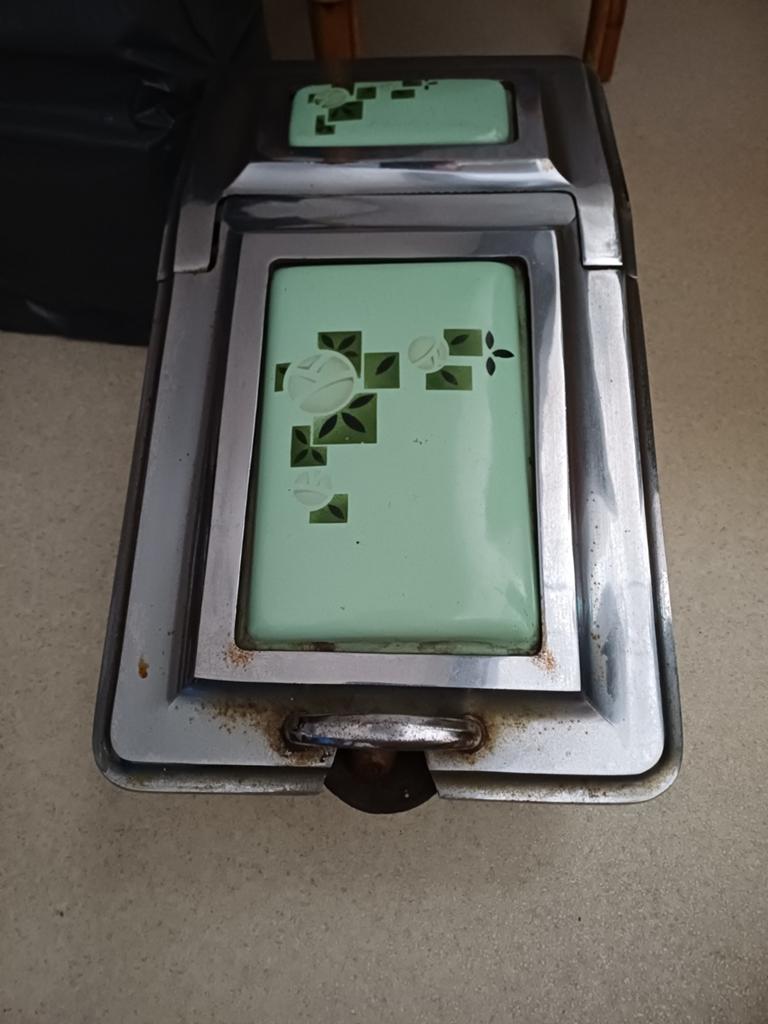 Vintage kolenkit met schep - Groen geëmailleerd, Antiek en Kunst, Ophalen