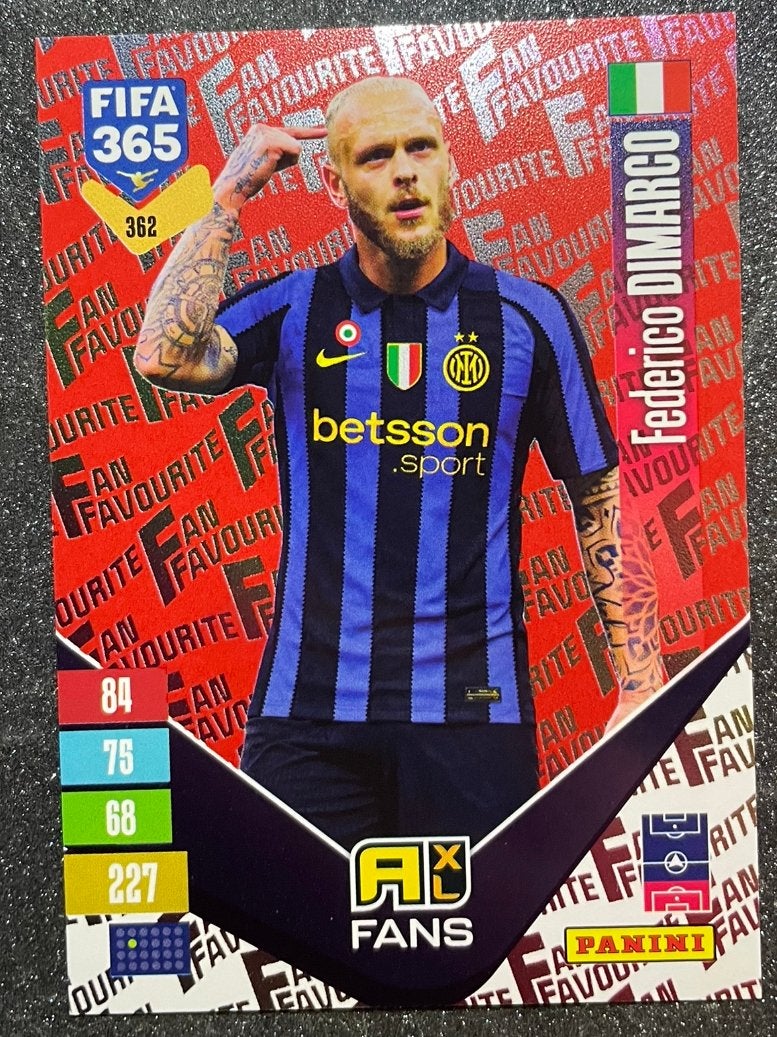 Panini Fifa365 2027 RED PAR. FANS’ FAV. DIMARCO INTER MILAN, Verzenden, Zo goed als nieuw, Plaatje