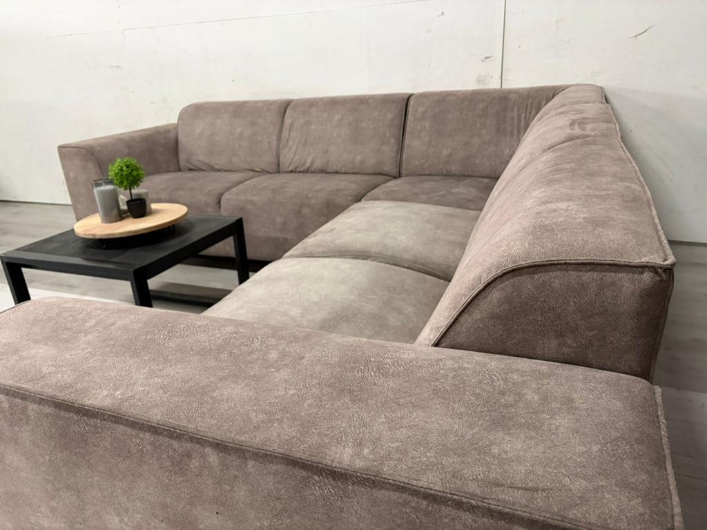 Hoekbank Taupe - Topstaat, 250 tot 300 cm, Hoekbank, Ophalen of Verzenden, Zo goed als nieuw