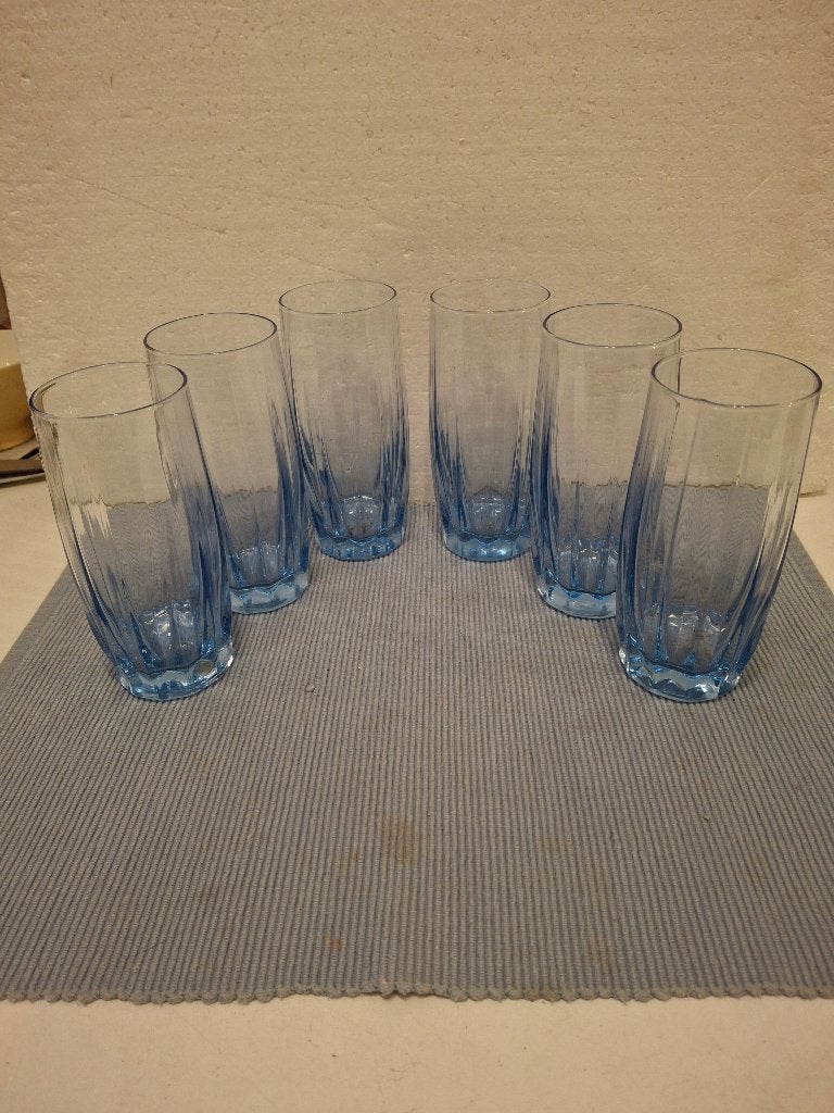 Oneida Pasabahce made in USA - 6 mooie blauwe glazen, Ophalen of Verzenden