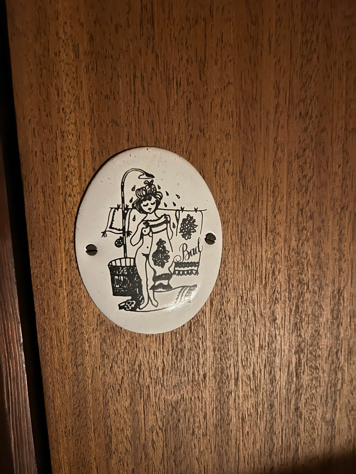 Vintage geëmailleerd Badkamer Deurbordje - 'Bad', Ophalen of Verzenden