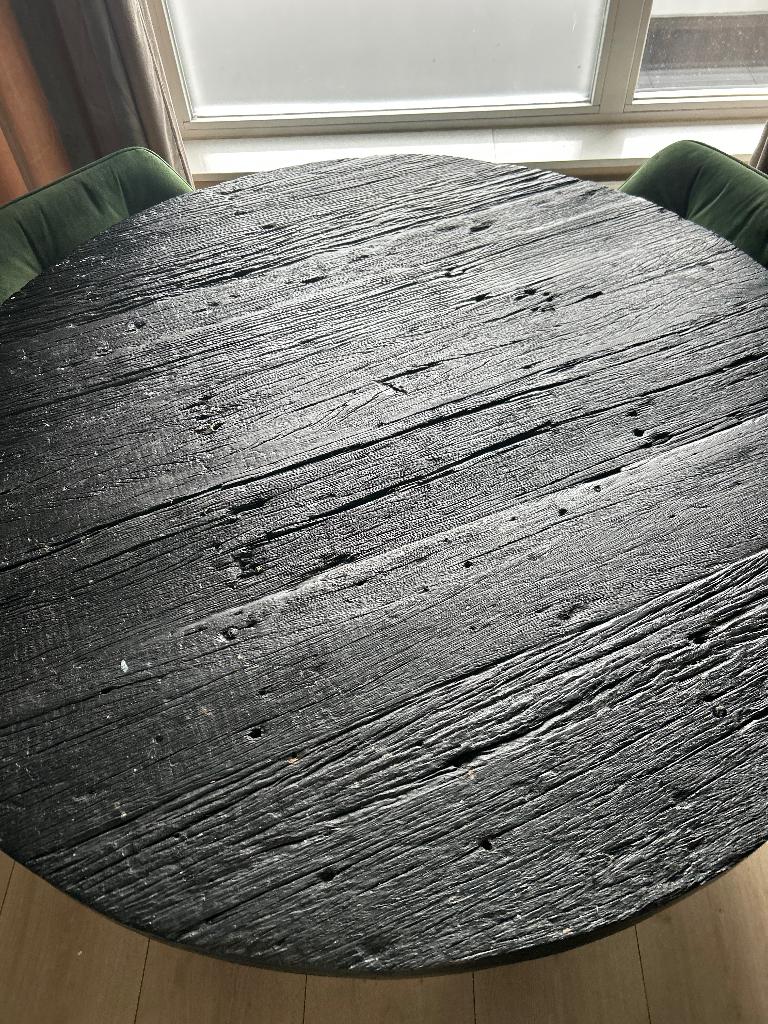 MOET SNEL WEG!!! Mangohout eettafel zwart, Huis en Inrichting, Tafels | Eettafels, Gebruikt, 50 tot 100 cm, 100 tot 150 cm, Rond