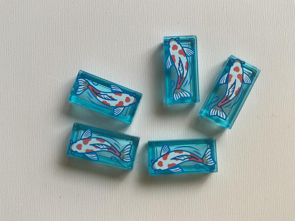 Lego 5 tegels 1x2 met kooi karper wit, Ophalen of Verzenden, Nieuw, Losse stenen, Lego