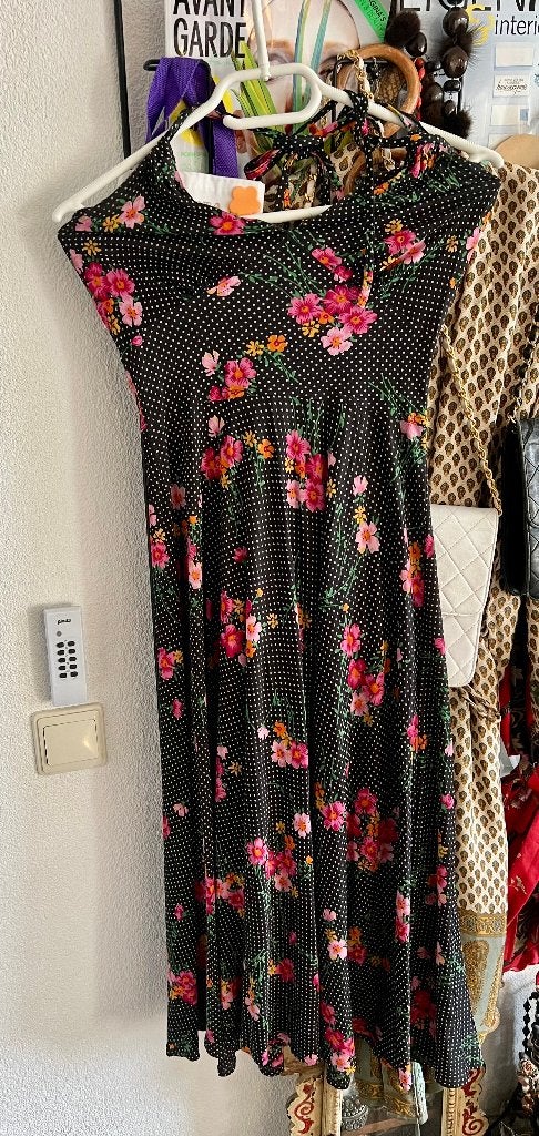 Vintage halflange boho hippie jurk bloemen zomerjurk 36 S, Ophalen of Verzenden, Vintage, Maat 36 (S), Gedragen