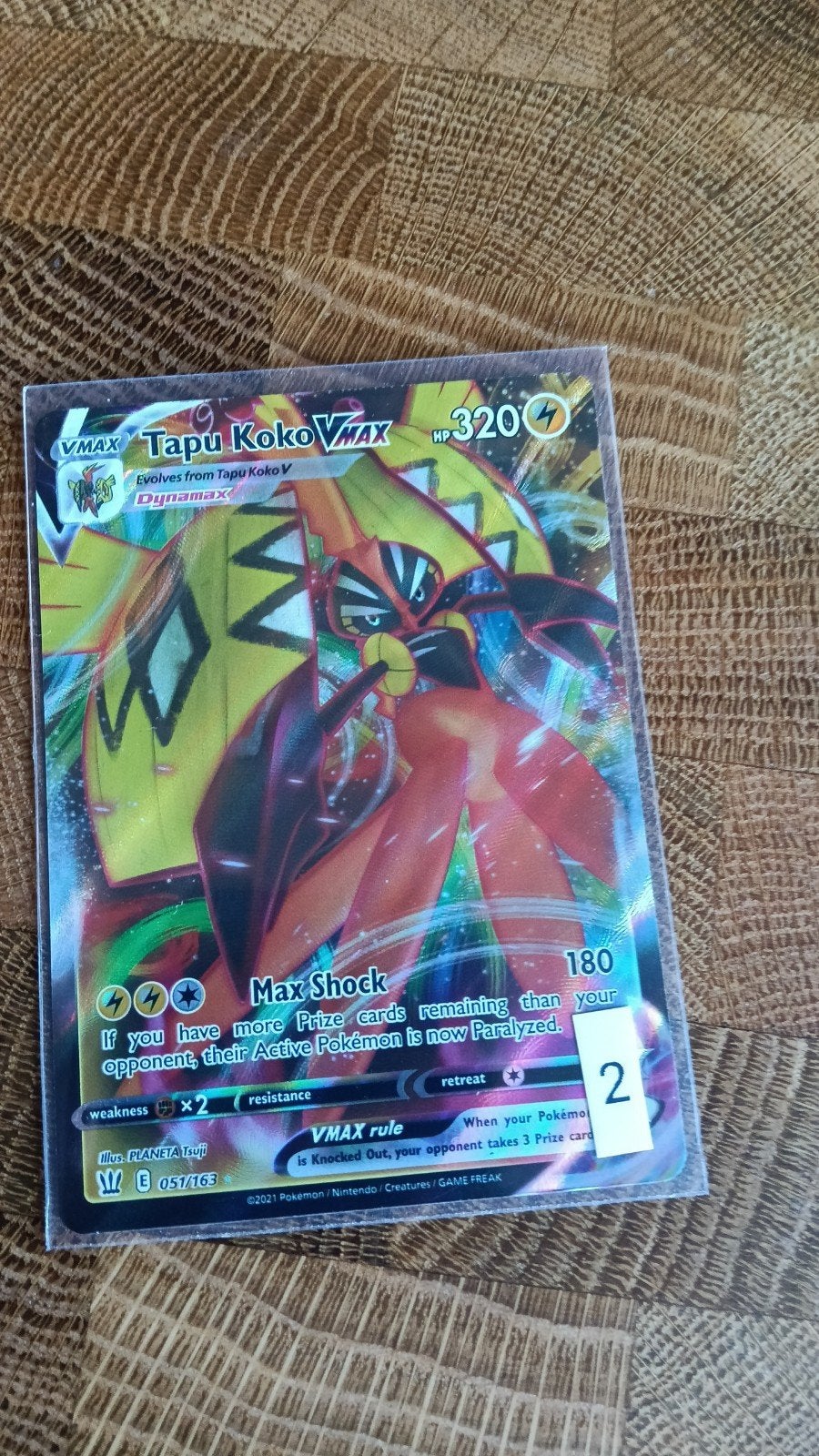 Tapu Koko VMAX 051/163 Pokémon Kaart, Ophalen of Verzenden, Zo goed als nieuw, Losse kaart, Foil