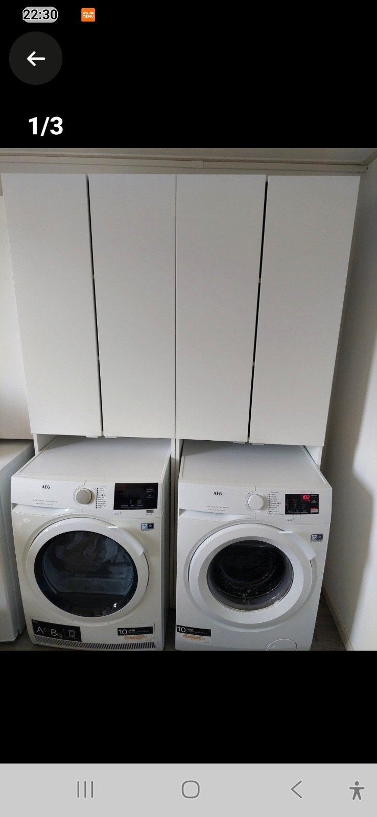 1 of 2 Ikea wasmachine/droger opberg kasten met ruime bergru, Witgoed en Apparatuur, Ophalen, 1200 tot 1600 toeren, 85 tot 90 cm