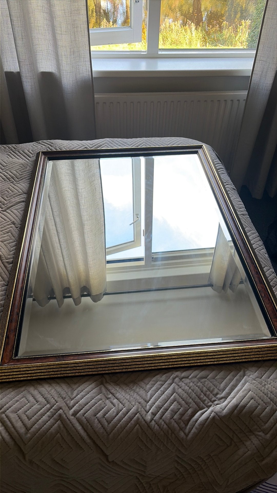 Spiegel met mooie omlijsting, Huis en Inrichting, Ophalen, 100 tot 150 cm, Zo goed als nieuw, 75 tot 100 cm