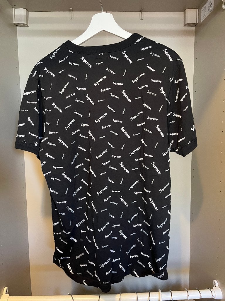 Supreme Scatter Ringer T-shirt met sticker & stuiterbal, Maat 48/50 (M), Zwart, Nieuw, Ophalen of Verzenden