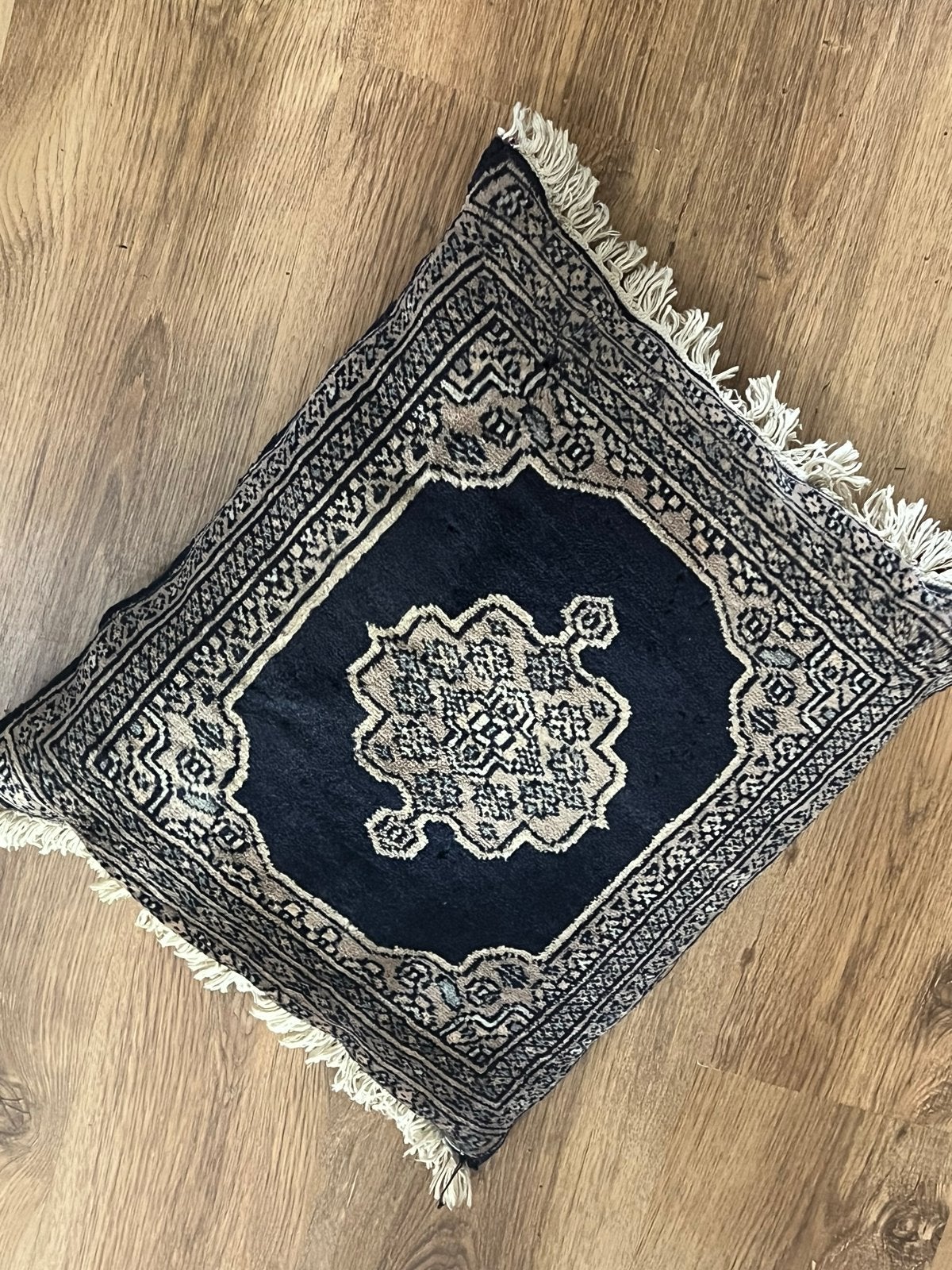 Decoratief Kussen met Oosters Patroon - Donkerblauw, Ophalen of Verzenden, Gebruikt, Blauw, Vierkant