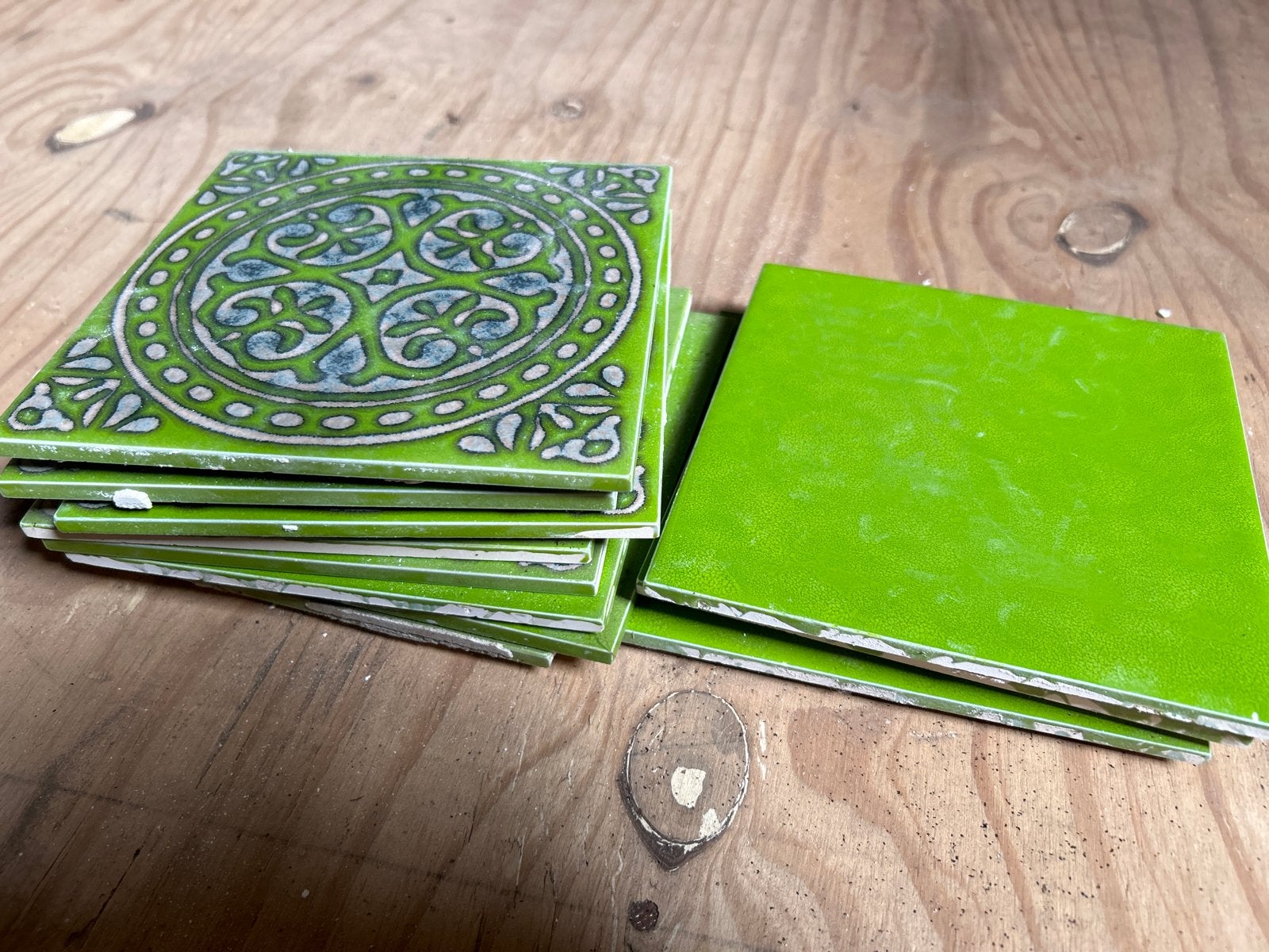 11x Groene Tegels 15x15cm - 6x Print, 5x Effen, Ophalen