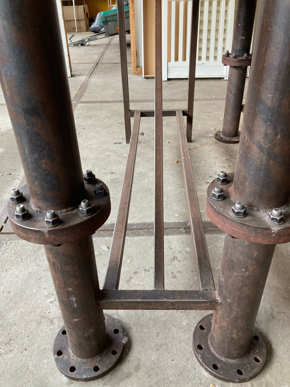 Industriële Bartafel met Houten Blad en Metalen Onderstel, Ophalen, Gebruikt, 50 tot 100 cm, 150 tot 200 cm