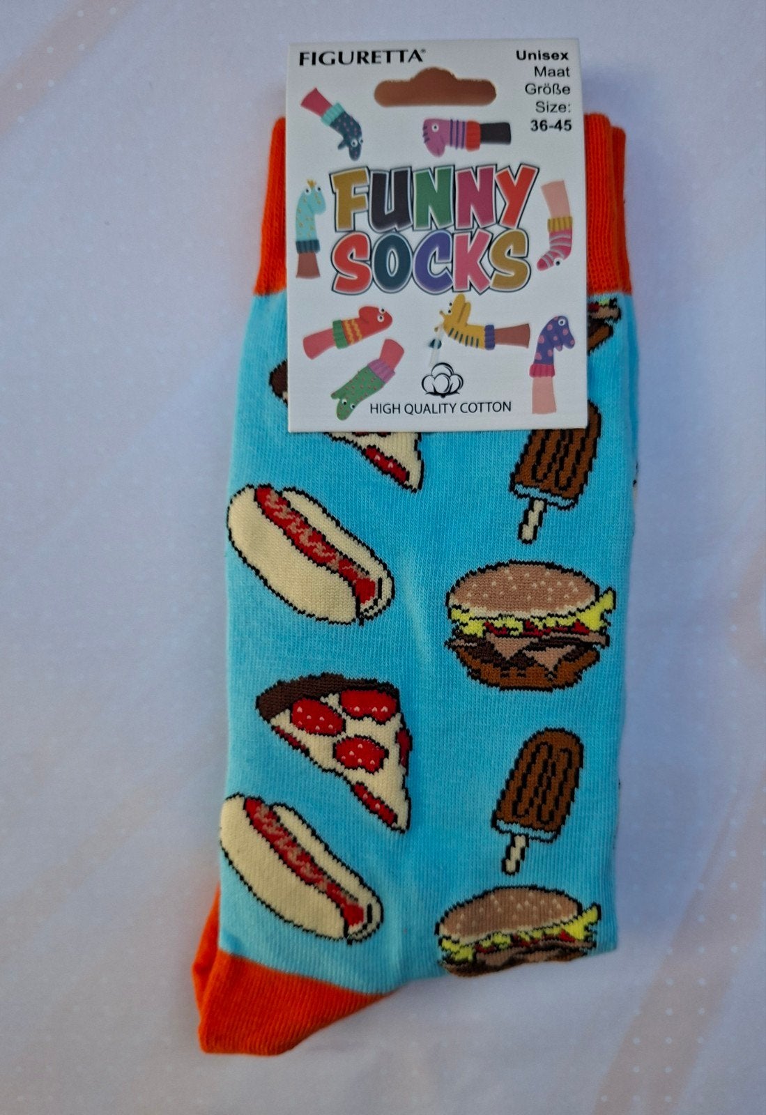 Funny Socks; One Size de Fastfood-print, Kleding | Heren, Sokken en Kousen, Overige kleuren, Nieuw, Overige maten, Ophalen of Verzenden