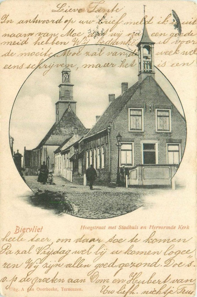 701-430-007 Biervliet Hoogstraat, Verzamelen, Ophalen of Verzenden, Voor 1920, Zeeland