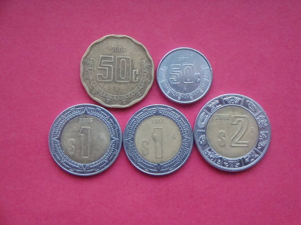 Mexico setje munten 50 Centavos, 1 en 2 Peso 2006/2018., Verzenden, Noord-Amerika, Setje