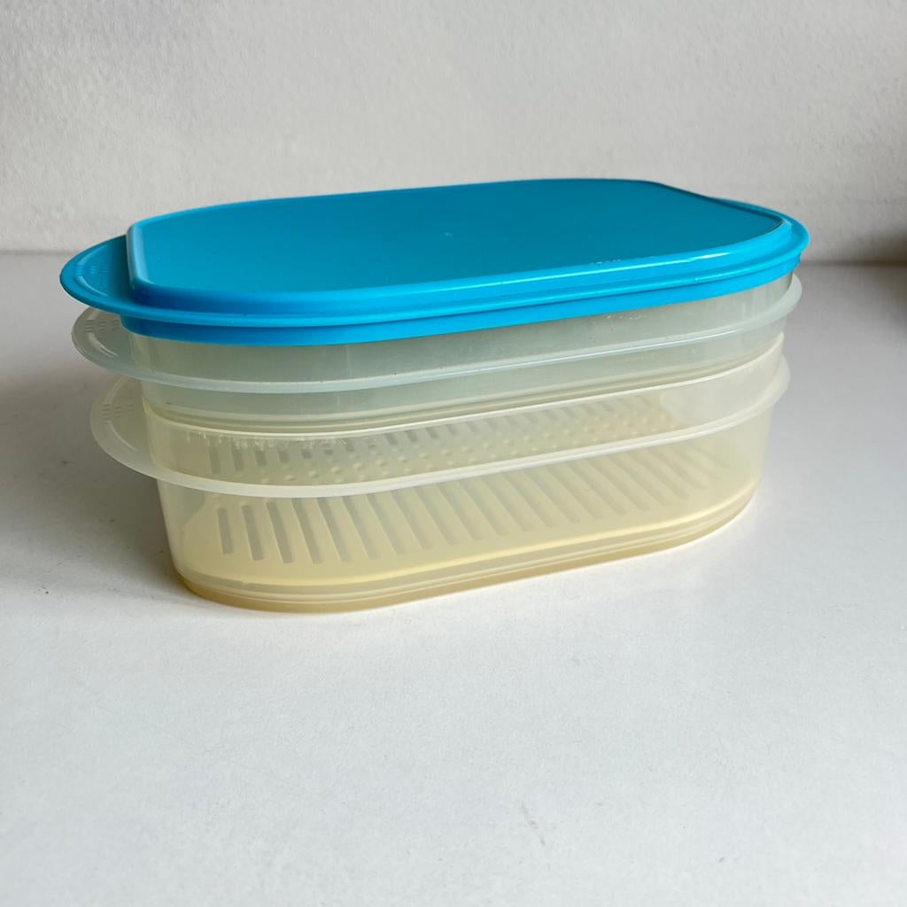 Tupperware bak schaal vleeswaren kaas combismart, Ophalen of Verzenden, Blauw, Schaal