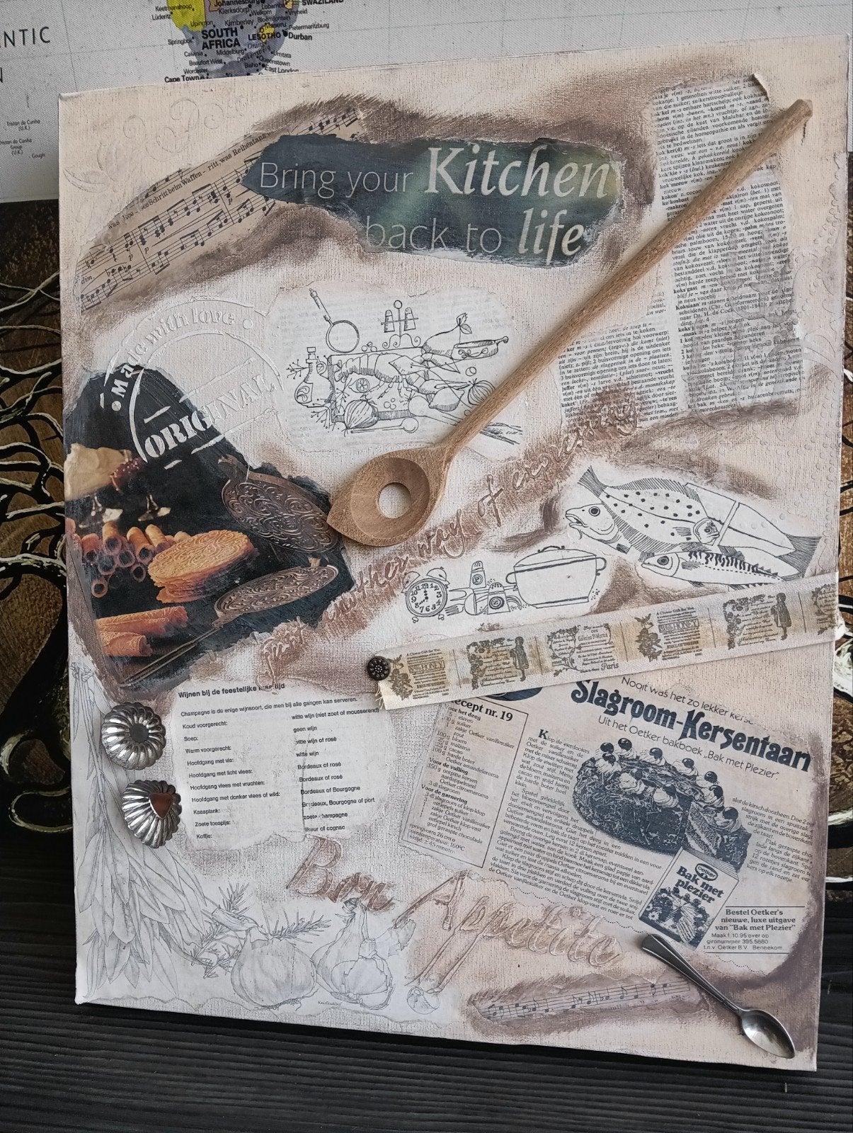 handgemaakt mixed-media schilderij, Antiek en Kunst, Ophalen of Verzenden