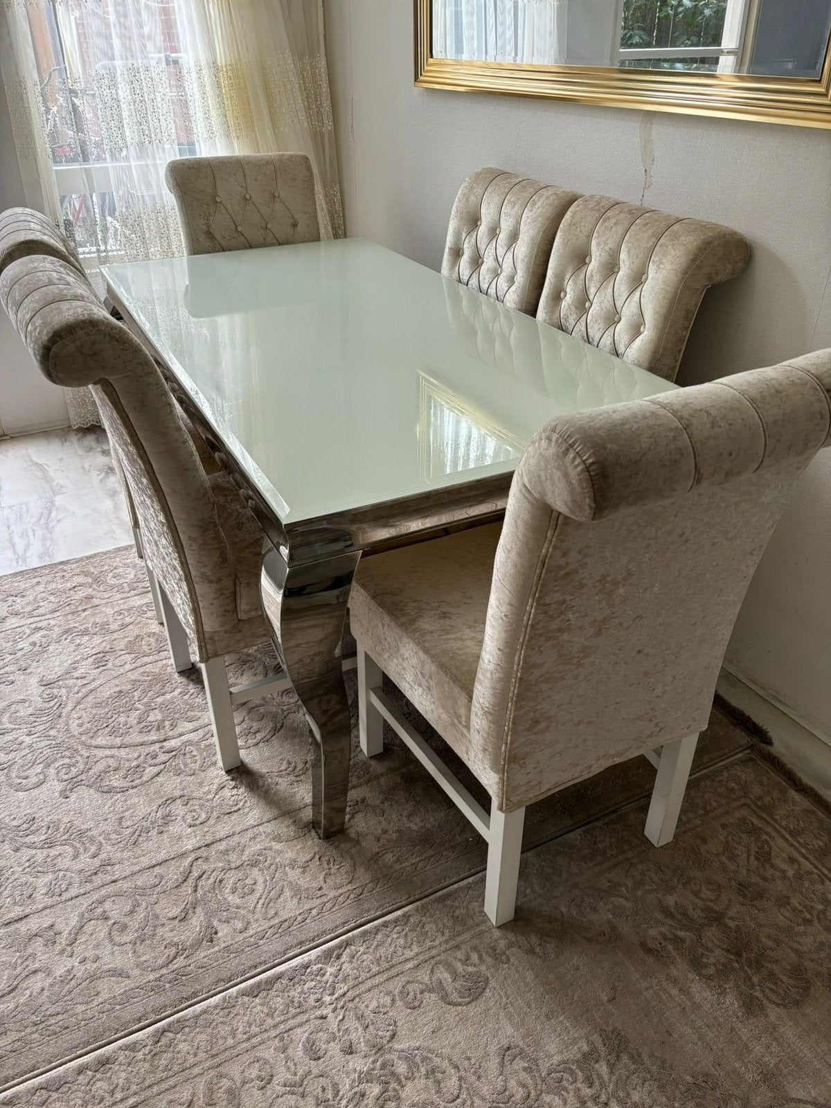 Complete set banken eettafel salontafel tv meubel 6 stoelen, Ophalen of Verzenden, Gebruikt, 4 tot 6 stoelen