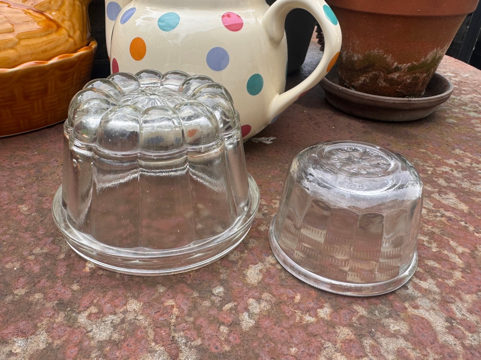 Vintage glazen Jelly molds uit Engeland, Ophalen of Verzenden
