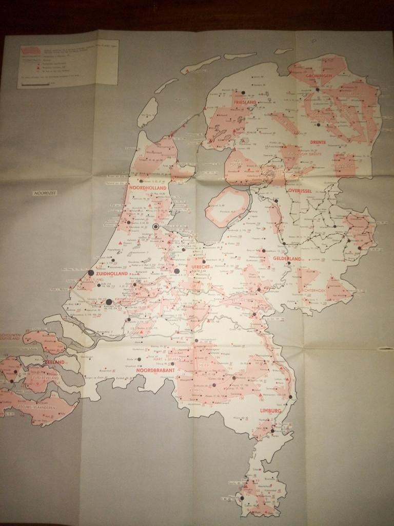 Oude Kaart Nederland - Historische Wegen en Steden, Boeken, Atlassen en Landkaarten, Ophalen of Verzenden