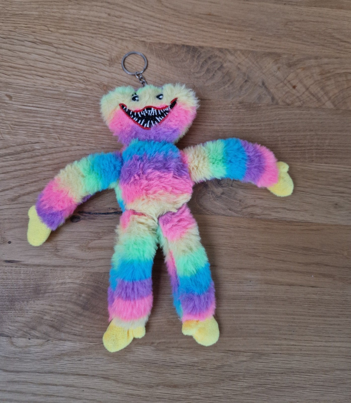 Regenboog Huggy Wuggy Knuffel Sleutelhanger 22cm, Gebruikt, Overige merken, Overige typen, Middelgroot (20 tot 80 cm)
