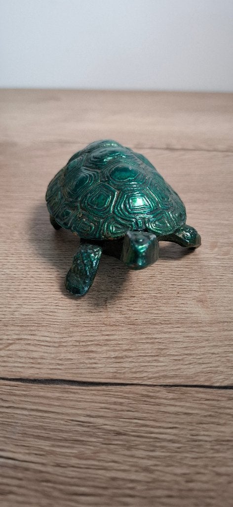 Vintage Italiaans Metalen Schildpad Doosje Groen, Ophalen of Verzenden