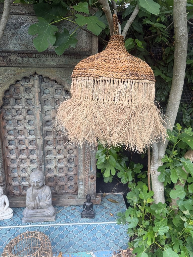 Lampenkap Bali bananenblad touw Ibiza hanglamp boho 40 cm, Overige materialen, Boho Bali Ibiza Indonesie strand, Nieuw, Ophalen of Verzenden