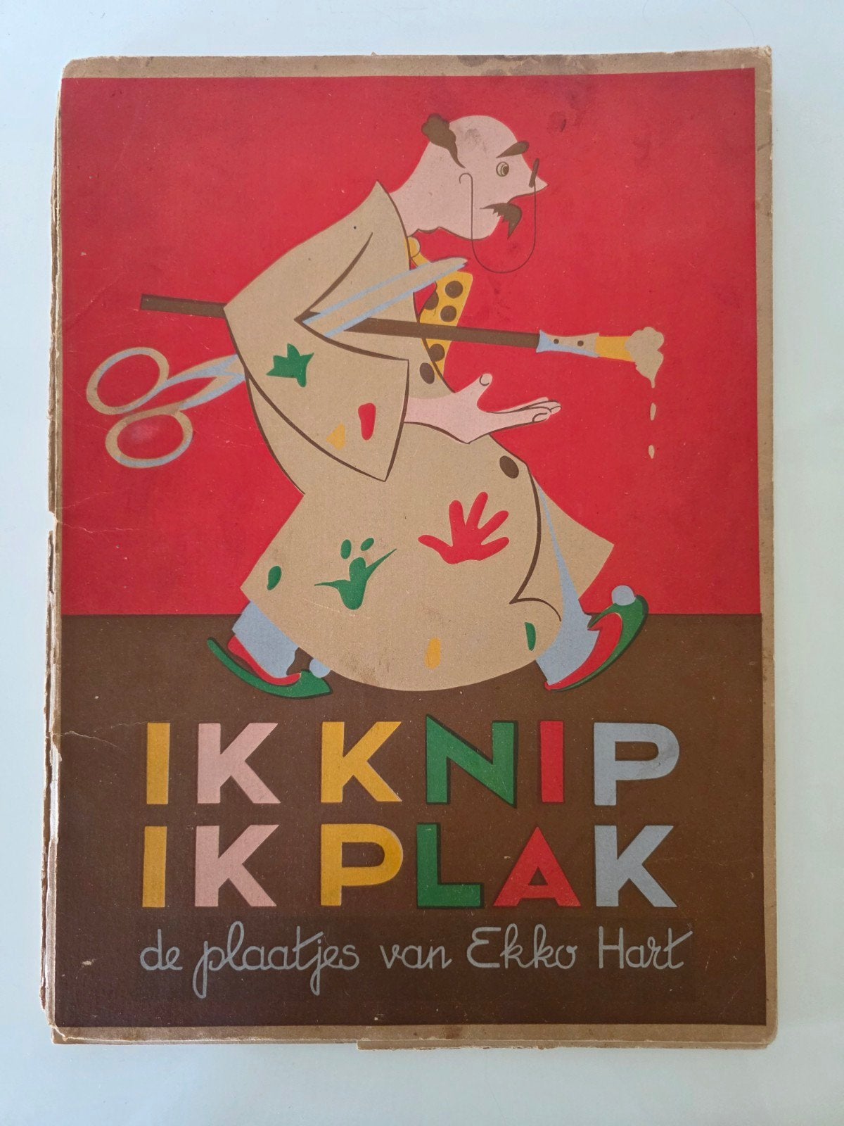 Oud kinderboekje van Ekko Hart met 4 beplakte prenten, Antiek en Kunst, Ophalen of Verzenden