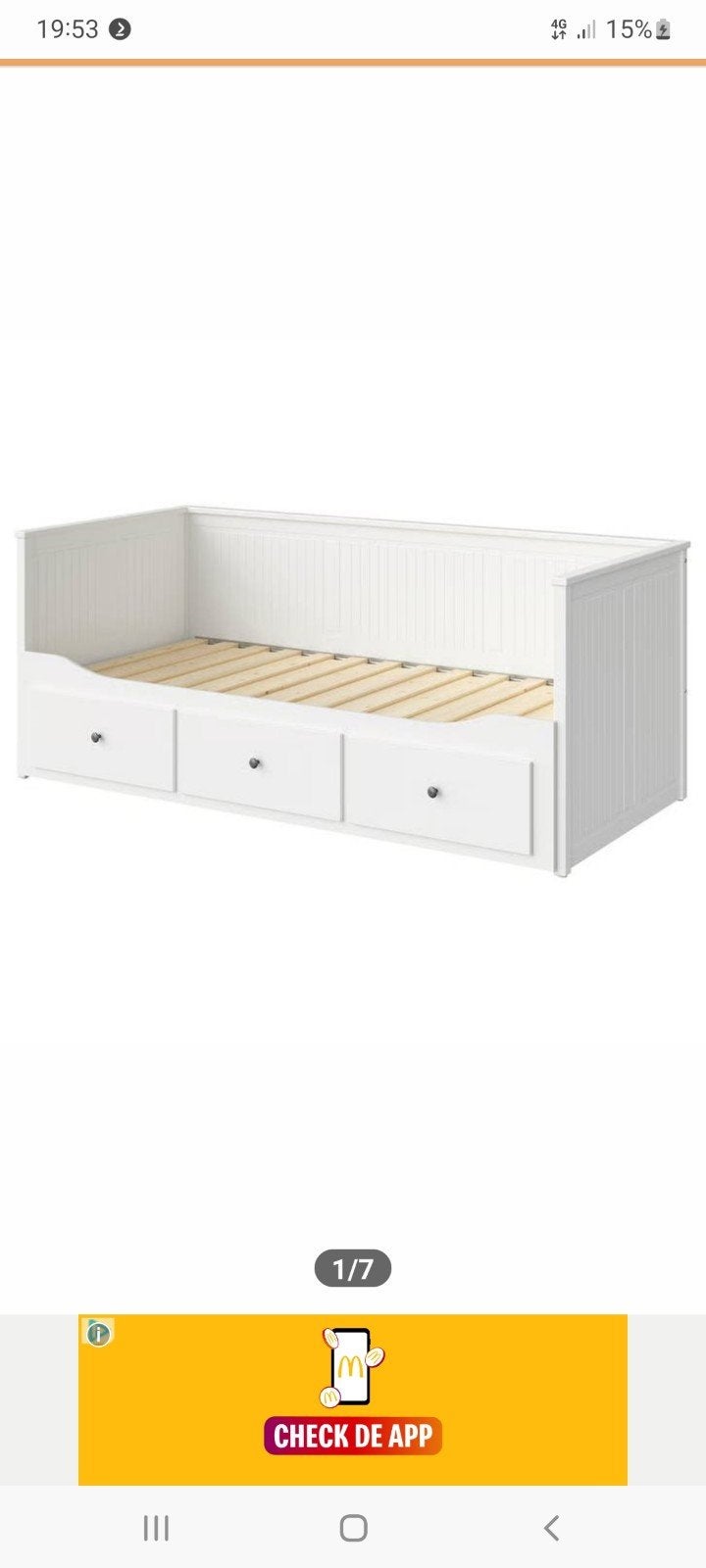Hemnes bedbank, Ophalen, Gebruikt, Wit, Tweepersoons