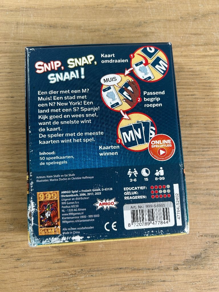 NIEUW | Snip, Snap, Snaai! Kaartspel 999 Games, Hobby en Vrije tijd, Ophalen of Verzenden, Nieuw