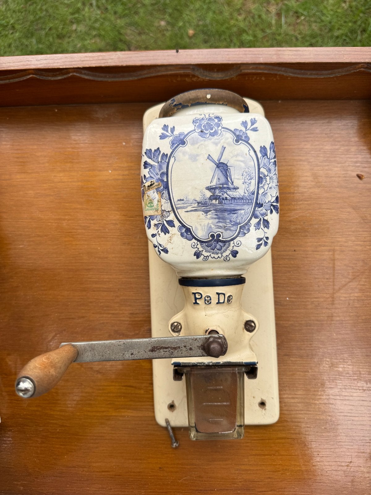 Antieke Pe De koffiemolen - Delfts Blauw decor, Ophalen of Verzenden
