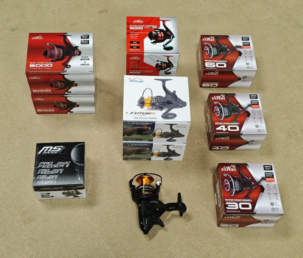 Partij 10x vrijloop & feeder molens # westline # carp expert, Ophalen of Verzenden, Nieuw, Molen