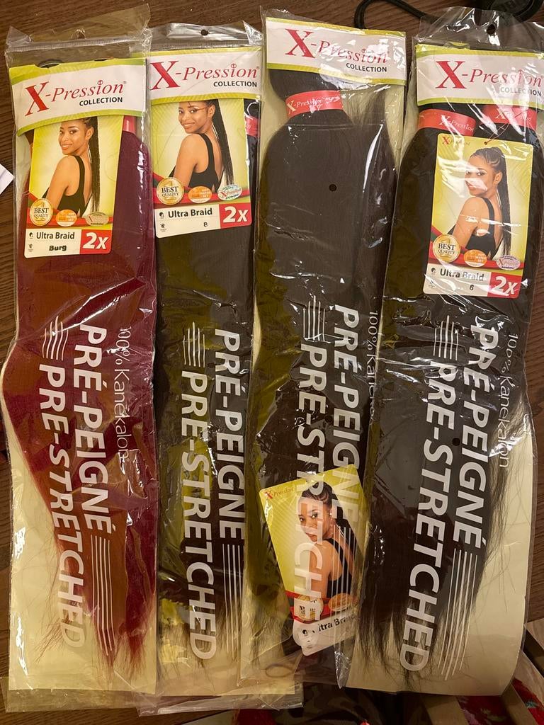 4 pakken X-pression Ultra Braid Vlechten Haar - Diverse Kleu, Ophalen of Verzenden, Nieuw, Pruik of Haarverlenging