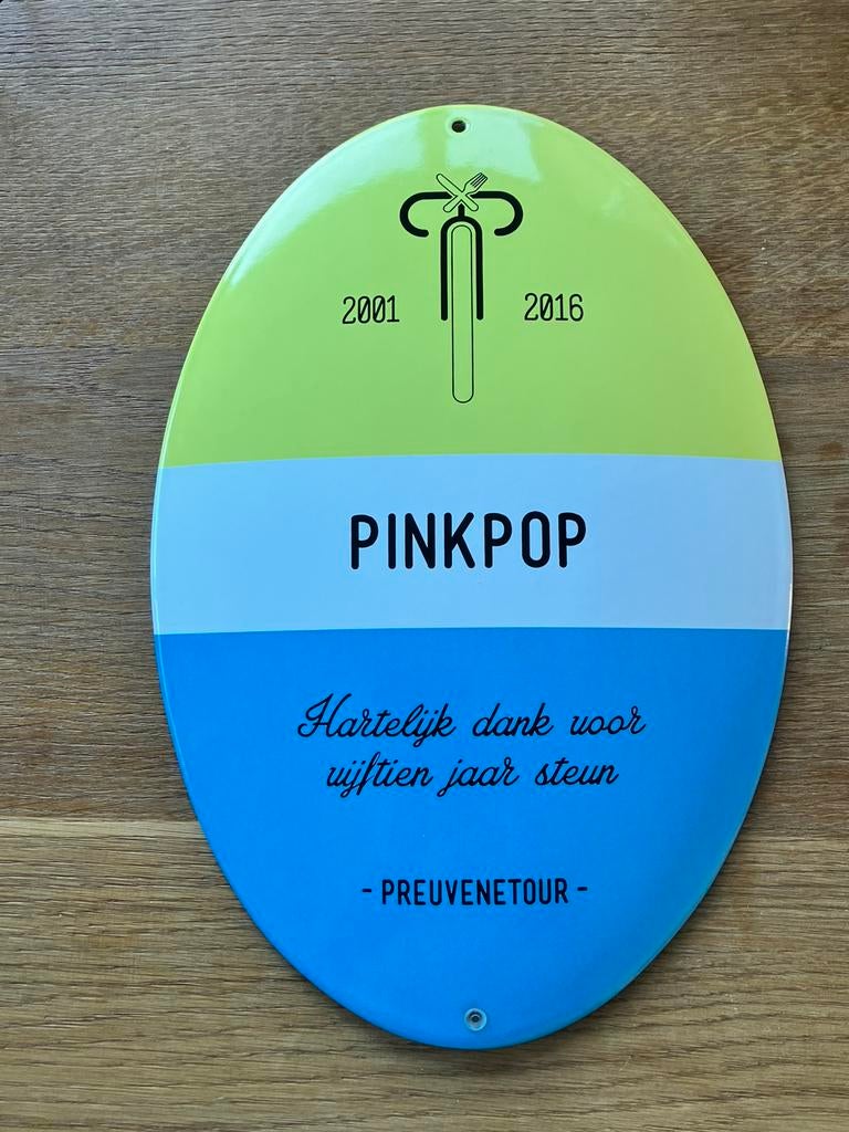 Emaille bord reclamebord preuvenetour wielrennen pinkpop, Ophalen of Verzenden, Zo goed als nieuw, Reclamebord