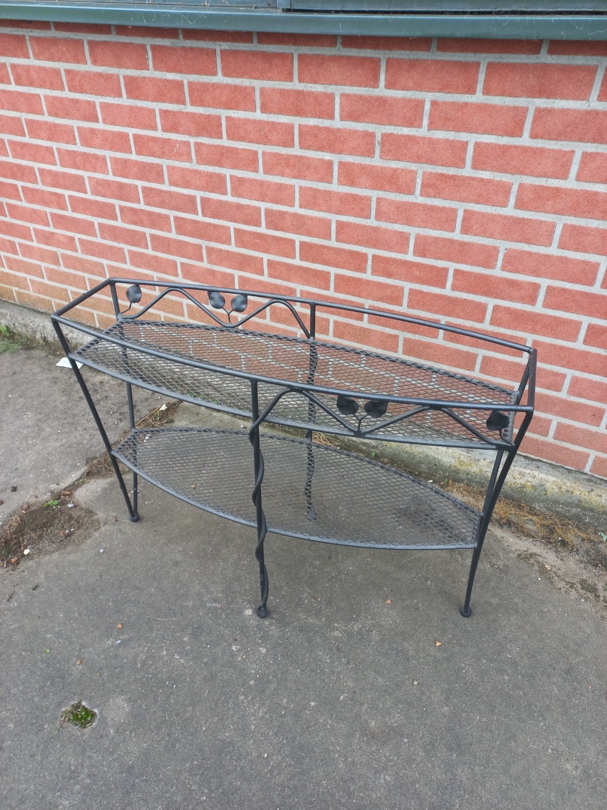 Zwart metalen plantenrekje met 2 etages, Tuin en Terras, Gebruikt, Onbekend, Ophalen of Verzenden, Onbekend