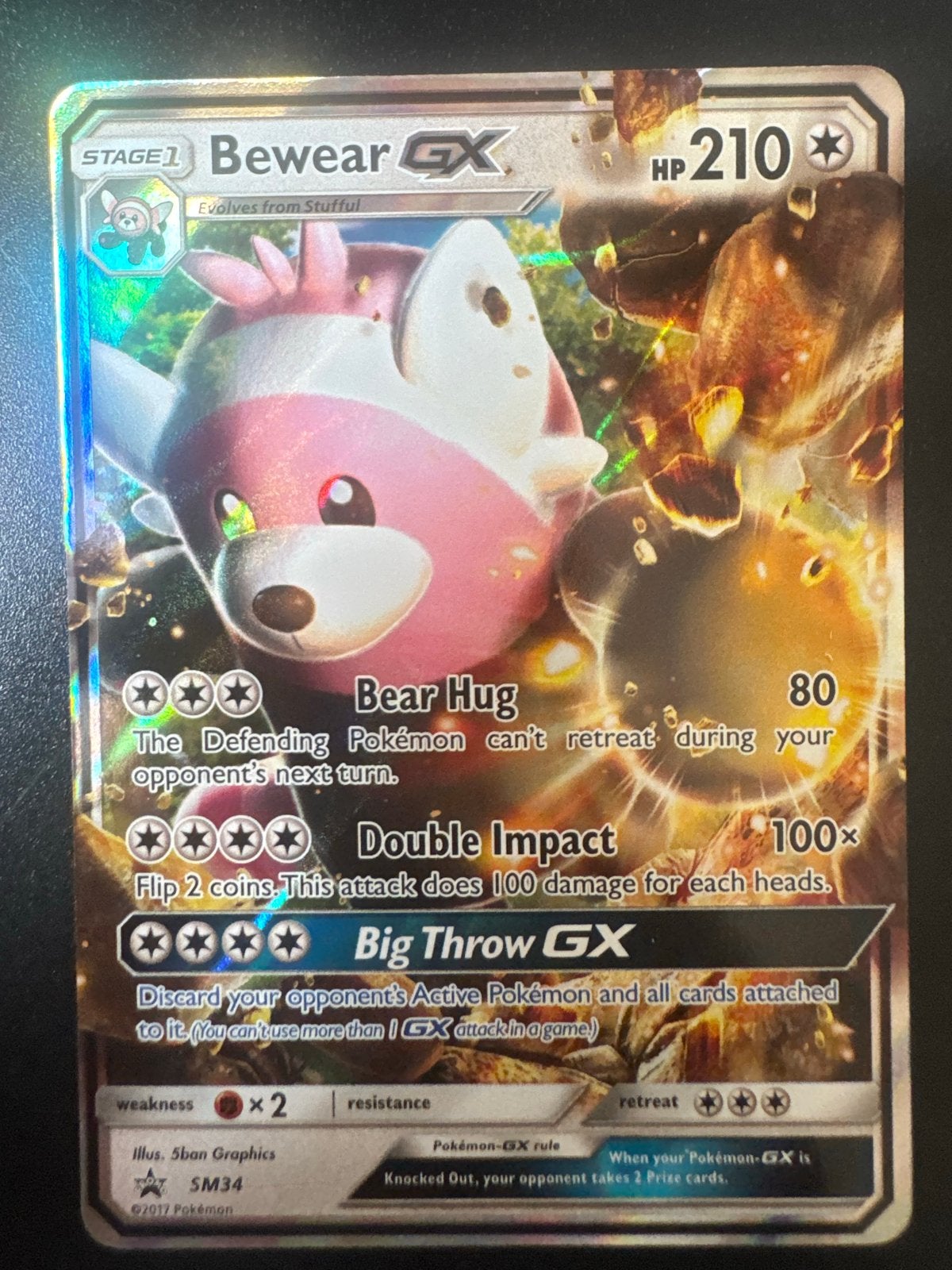 Bewear GX Pokémon Kaart SM34 - Zo goed als nieuw, Hobby en Vrije tijd, Ophalen of Verzenden, Zo goed als nieuw, Losse kaart, Foil