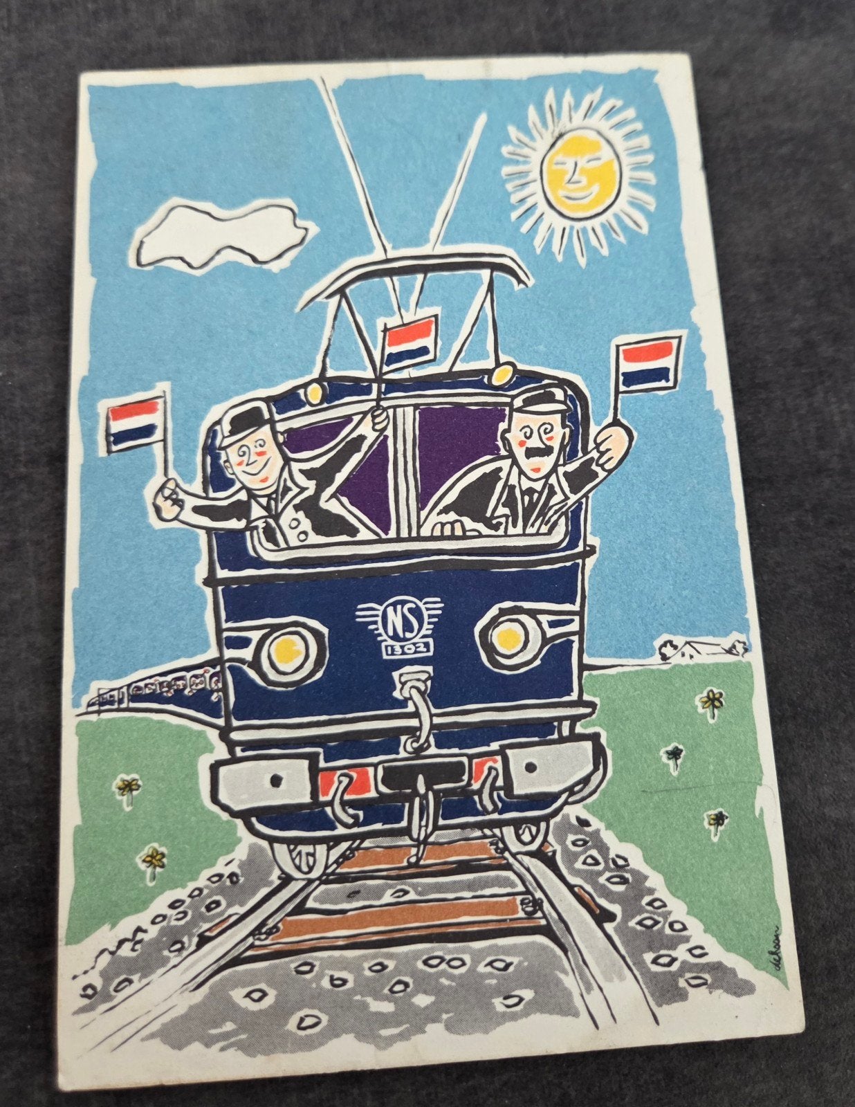 Vintage NS Kindertrein Ansichtkaart 1951, Verzamelen, Verzenden, 1940 tot 1960, Gelopen, Voertuig