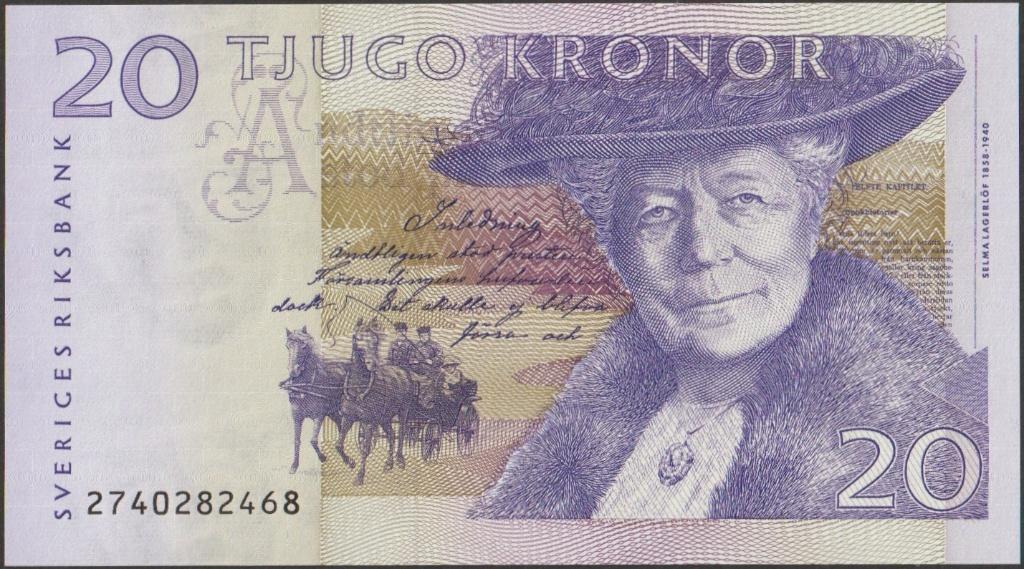Zweden 20 kronor 2002 UNC p.63a (# 239), Postzegels en Munten, Verzenden, Overige landen, Los biljet