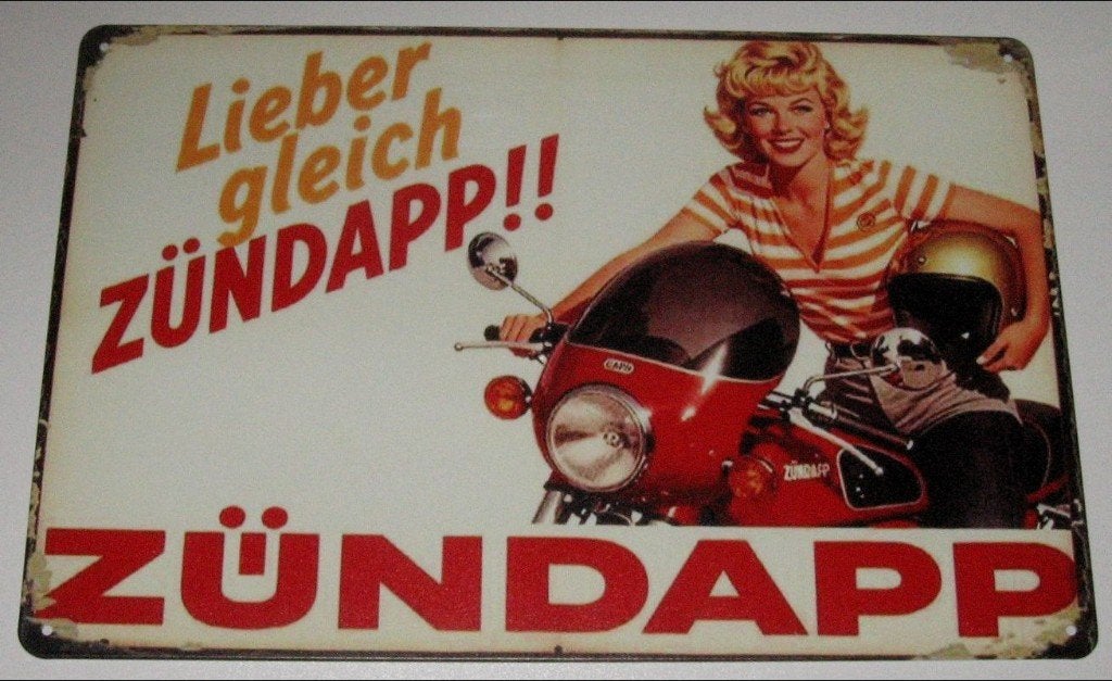 ZUNDAPP : Bord Oldtimer Zundapp  - Lieber Gleich Zundapp !!, Verzenden, Nieuw, Reclamebord