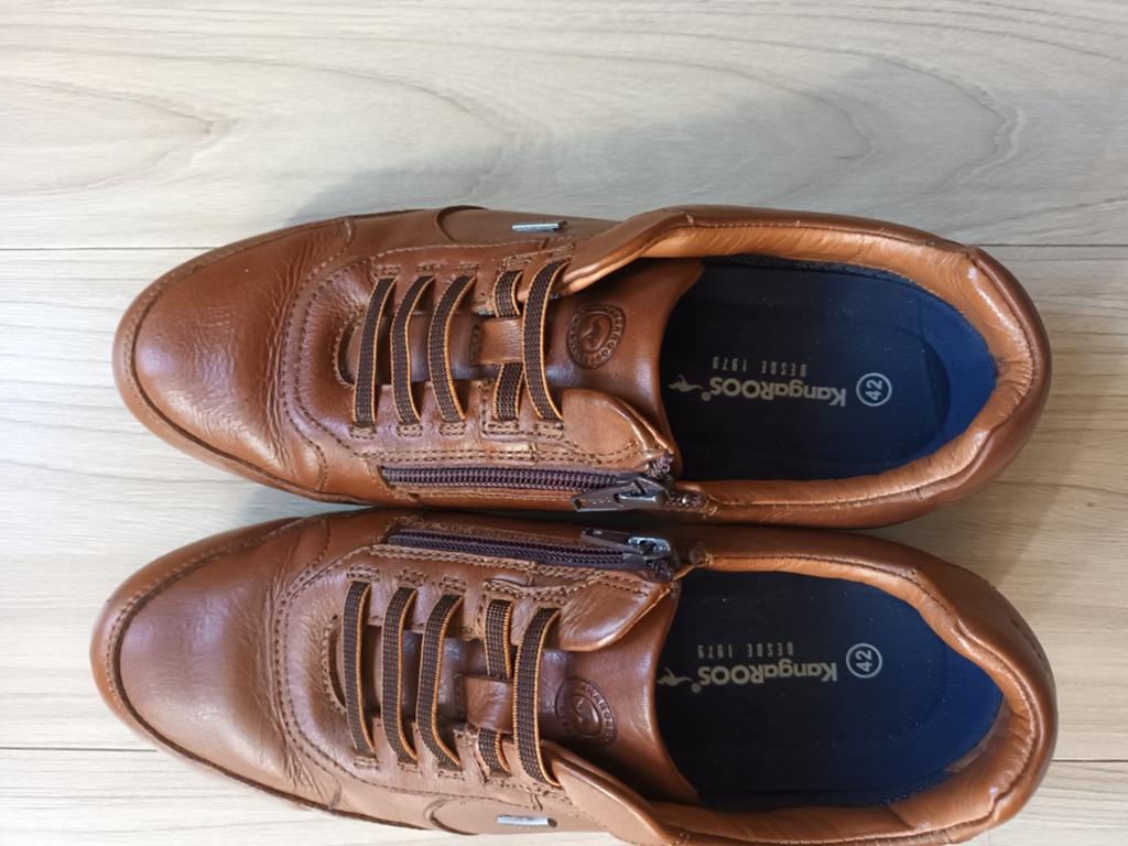 Kangaroos leren heren sneaker met rits, mt 42, Bruin, Ophalen of Verzenden, Kangaroos, Sneakers of Gympen