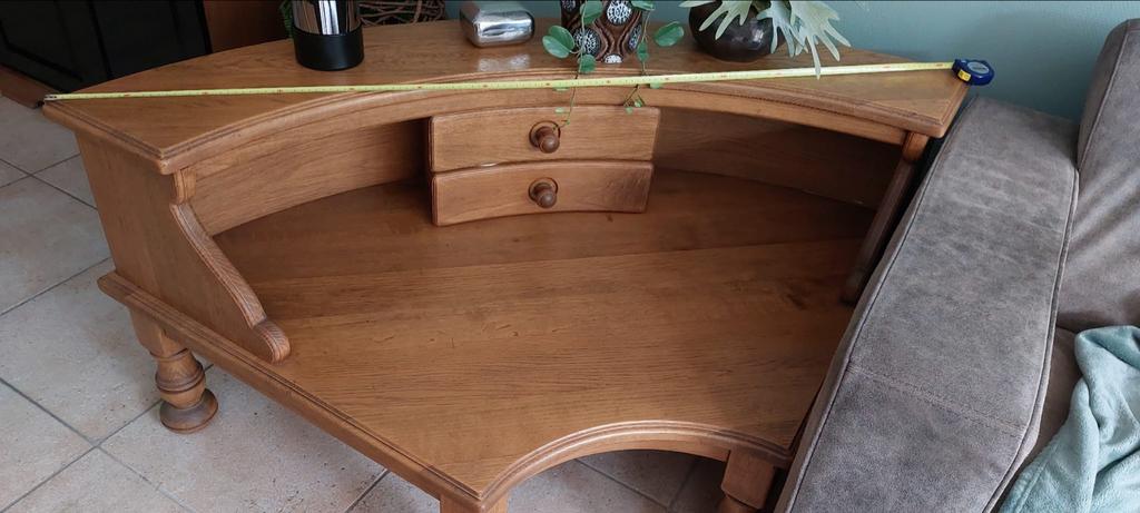 Hoektafel van hout met lades - Nette staat, Gebruikt, 75 cm of meer, Overige vormen, Hout