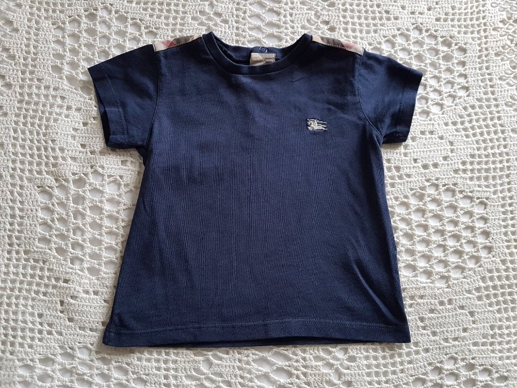 Burberry Baby shirtje blauw 74, Kinderen en Baby's, Babykleding | Maat 74, Verzenden, Zo goed als nieuw, Jongetje of Meisje, Overige typen