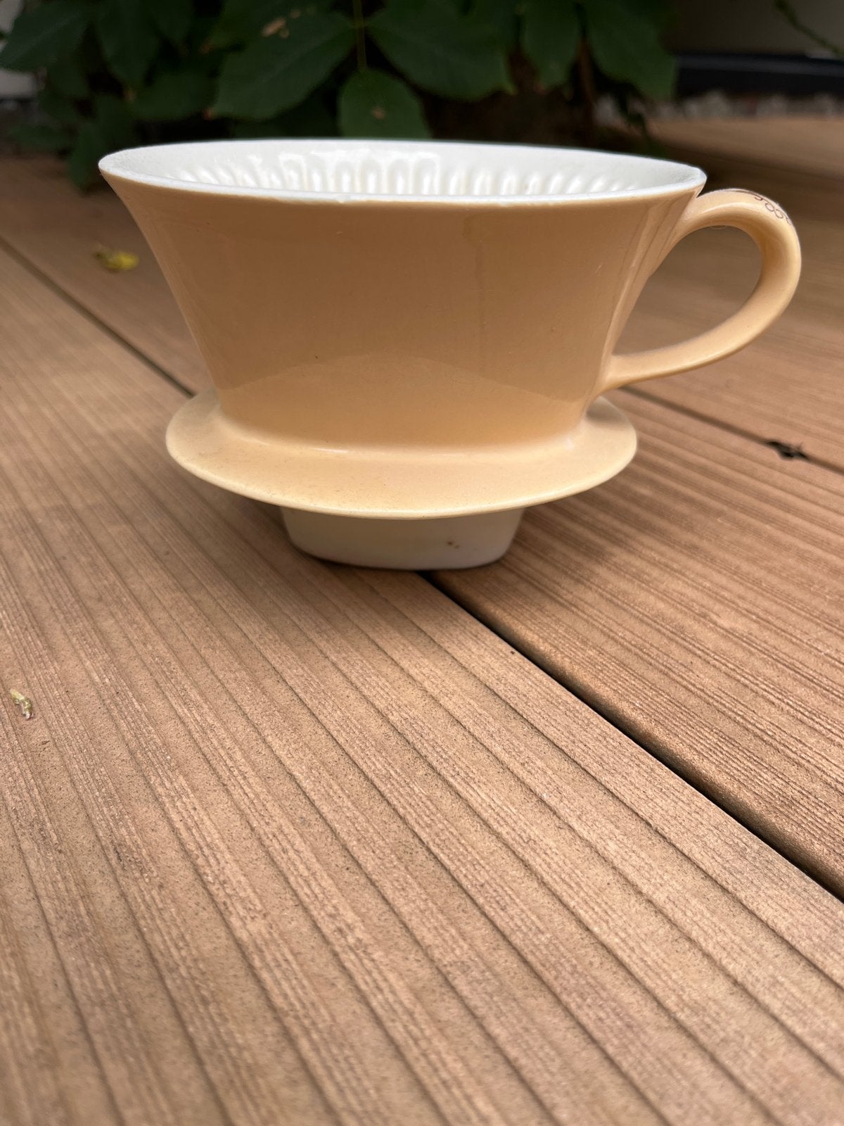 Vintage Koffiefilterhouder - Crème Keramiek, Huis en Inrichting, Steen/keramiek, Ophalen, Beige, Overige typen