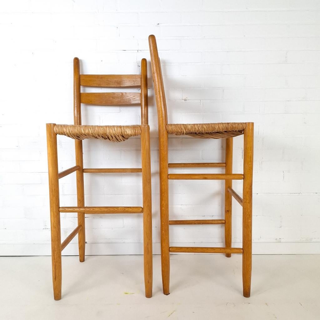 2x Vintage barkruk mid century modern jaren 70, Ophalen, Gebruikt, Hout, 60 tot 90 cm