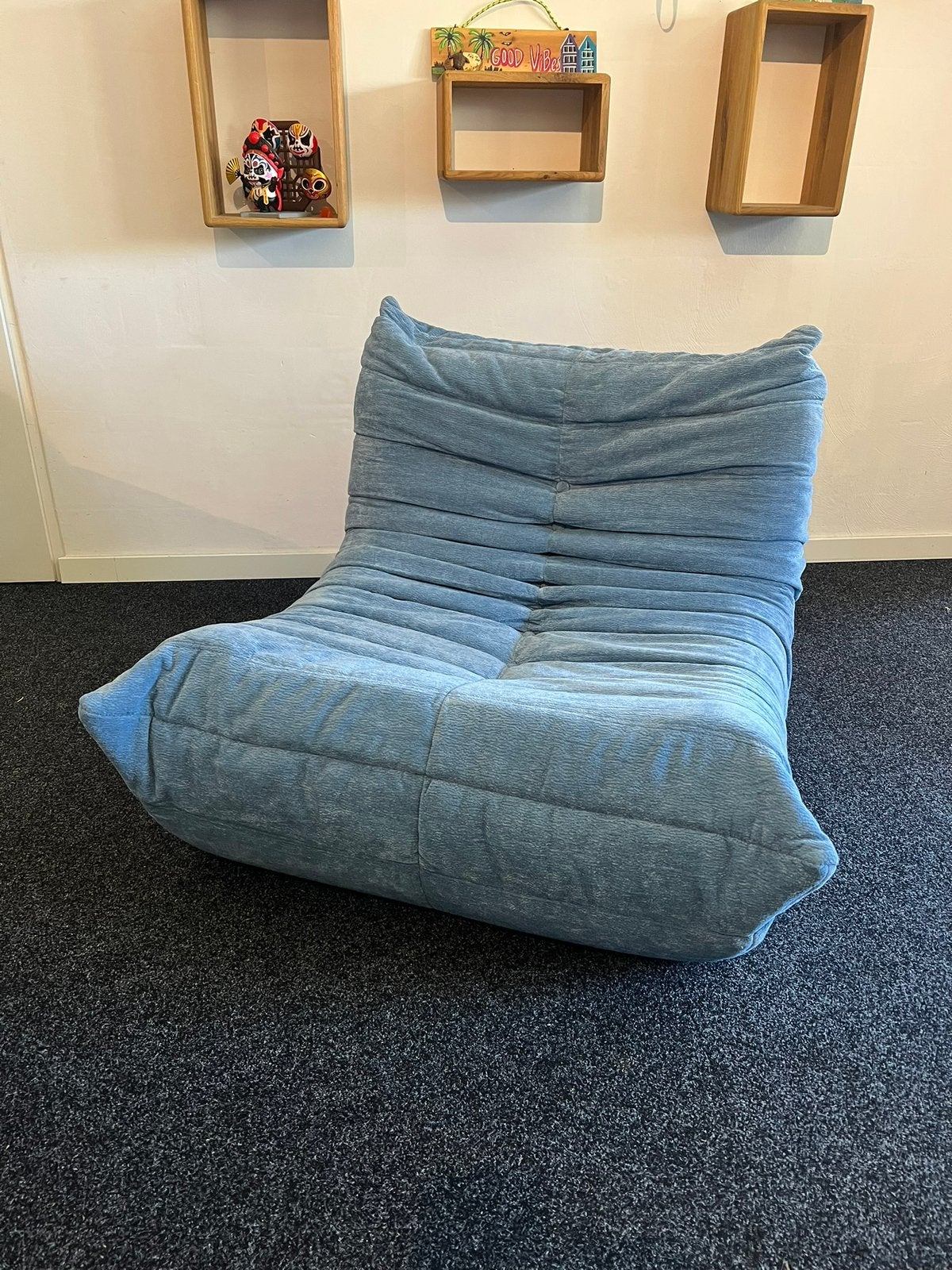 Togo stijl 1 zits Velours Blauw, Ophalen, Eenpersoons, Minder dan 75 cm, Nieuw