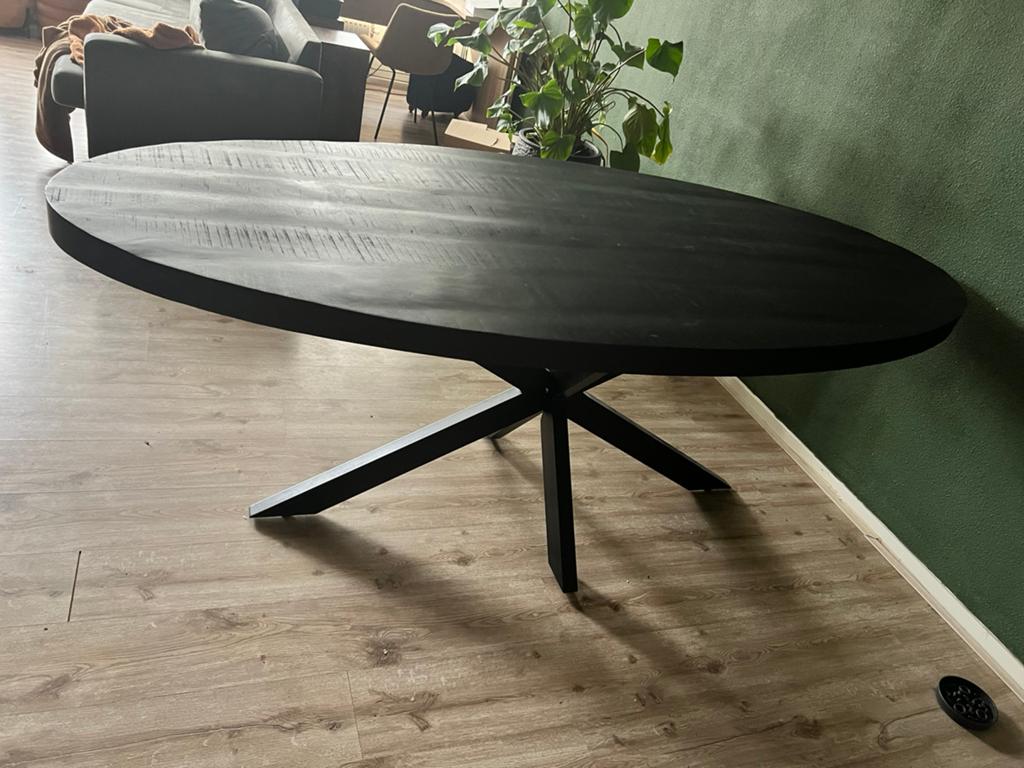 Grote ovale eettafel - Zwart, Huis en Inrichting, Tafels | Eettafels, Zo goed als nieuw, 100 tot 150 cm, 200 cm of meer, Vijf personen of meer