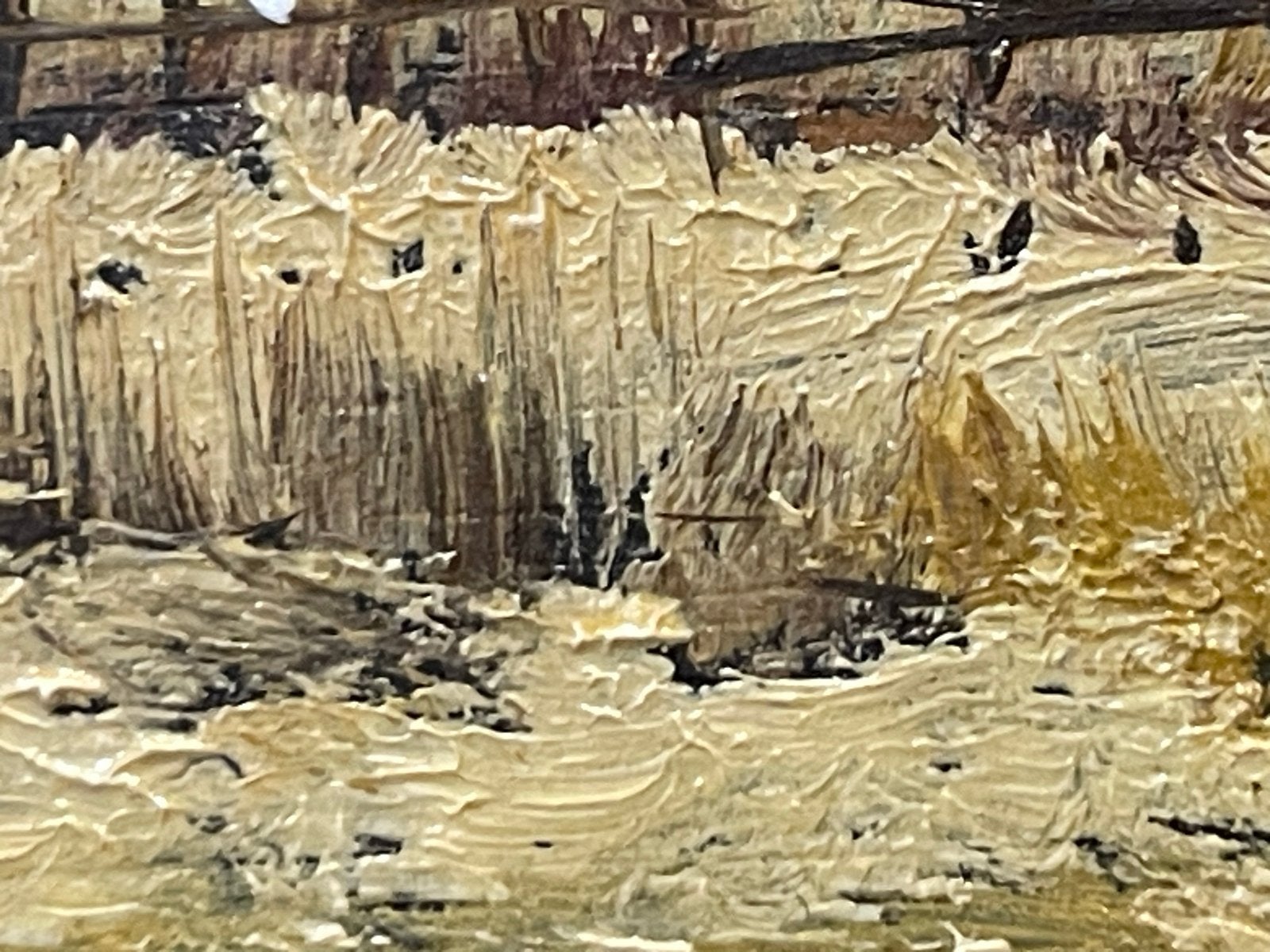 Schilderij J. Verda - Winterlandschap met boerderij, Antiek en Kunst, Paneel, Realistisch, Ophalen of Verzenden, Gesigneerd